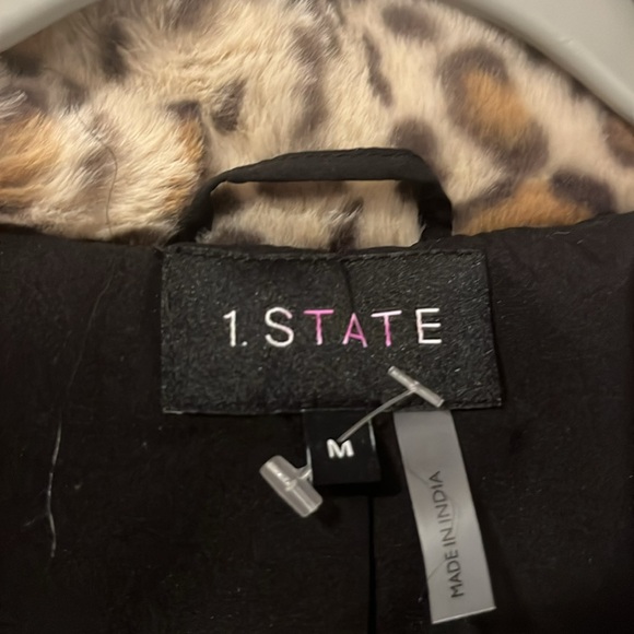1. State Animal Leopard Print Faux Fur Jacket Woman’s M - Picture 2 of 3